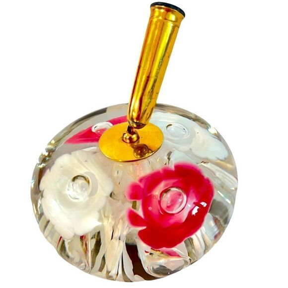VINTAGE 1977 ST. CLAIR ART GLASS PAPERWEIGHT PEN HOLDER HAND BLOWN - Picture 3 of 11